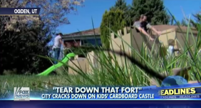 Utah City Demand Kids Tear Down Cardboard Fort Or Get Fined